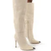Forgive Stone Pu Wide Fit Heeled Knee High Boots