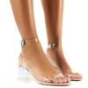 Afternoon Nude Patent Clear Perspex Block Mid Heeled Sandals