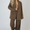 Wide Leg Split Hem Tailored Trousers Mushroom