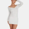 Knitted Off Shoulder Dress Ivory Old