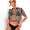 Diamante Mesh T-shirt Black