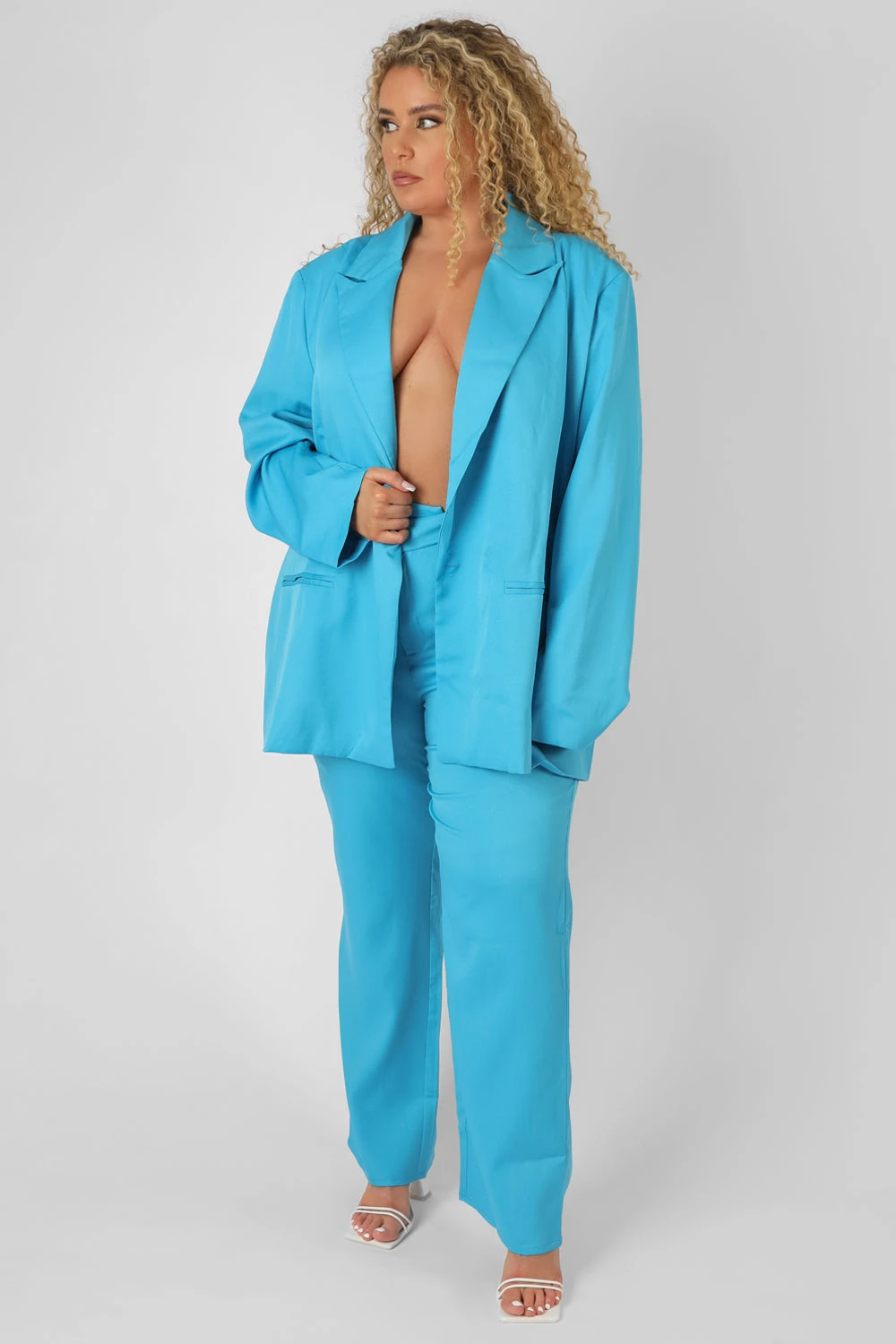 Curve Oversized Blazer Blue - Image 3