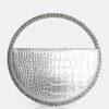 The Alessia Silver Croc Pu Circle Diamante Grab Bag