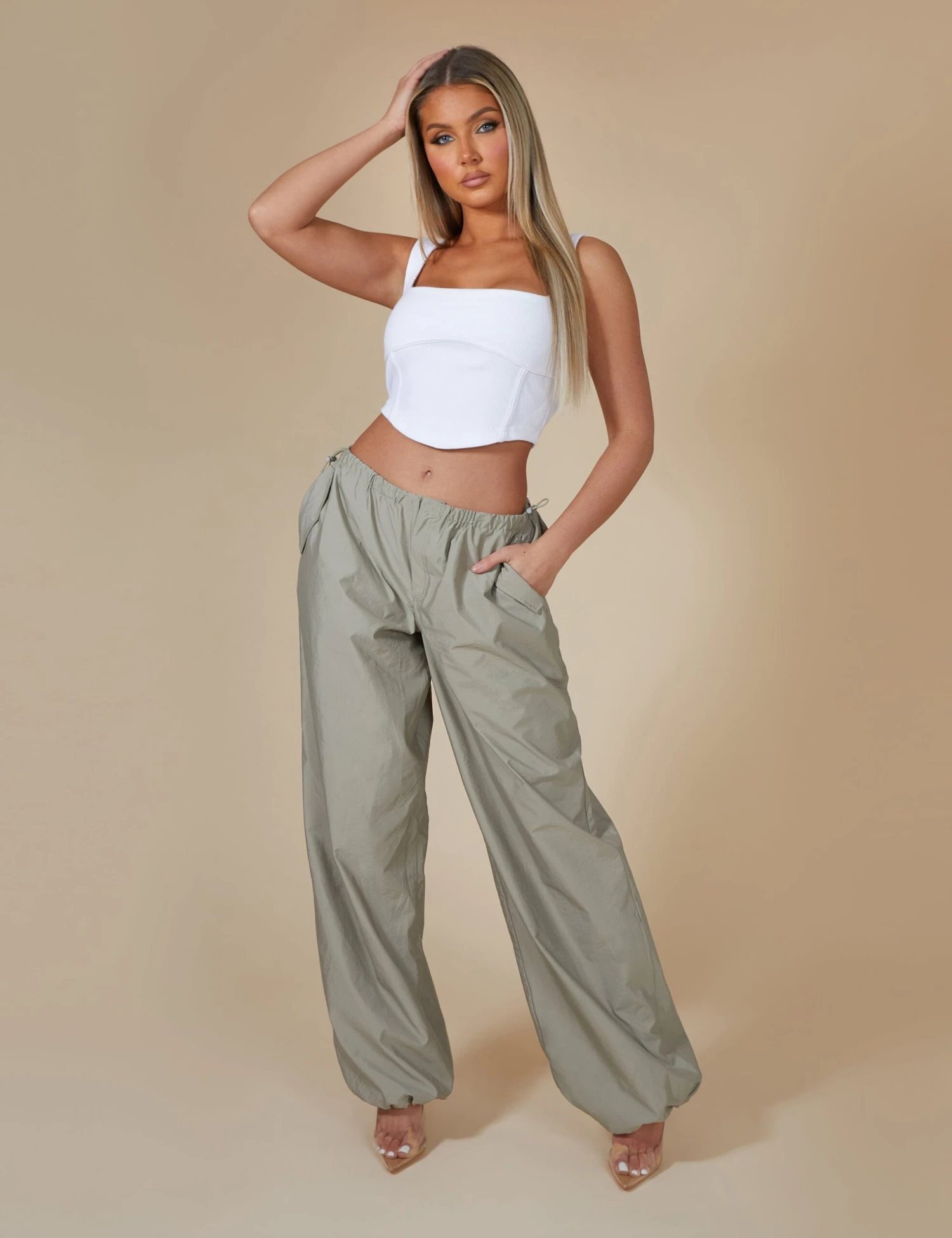 Public Desire Kaiia Ribbed Seam Detail Corset Top In White - Image 3