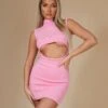 Rib Cut Out Bodycon Mini Dress Pink