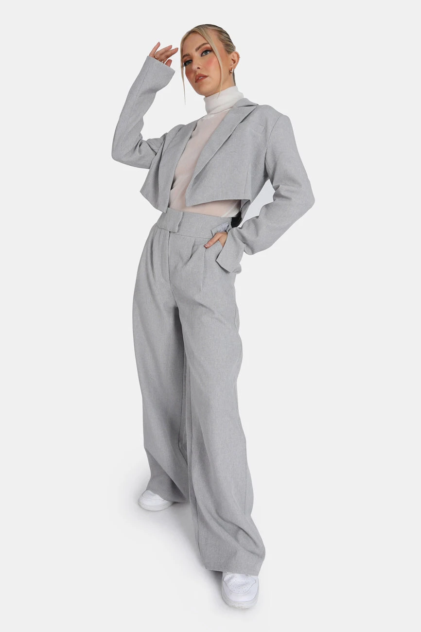 Tailored Premium Wide Leg Trouser Grey - Image 2