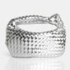 The Blame Metallic Silver Mirror Woven PU Knot Detail Mini Grab Bag