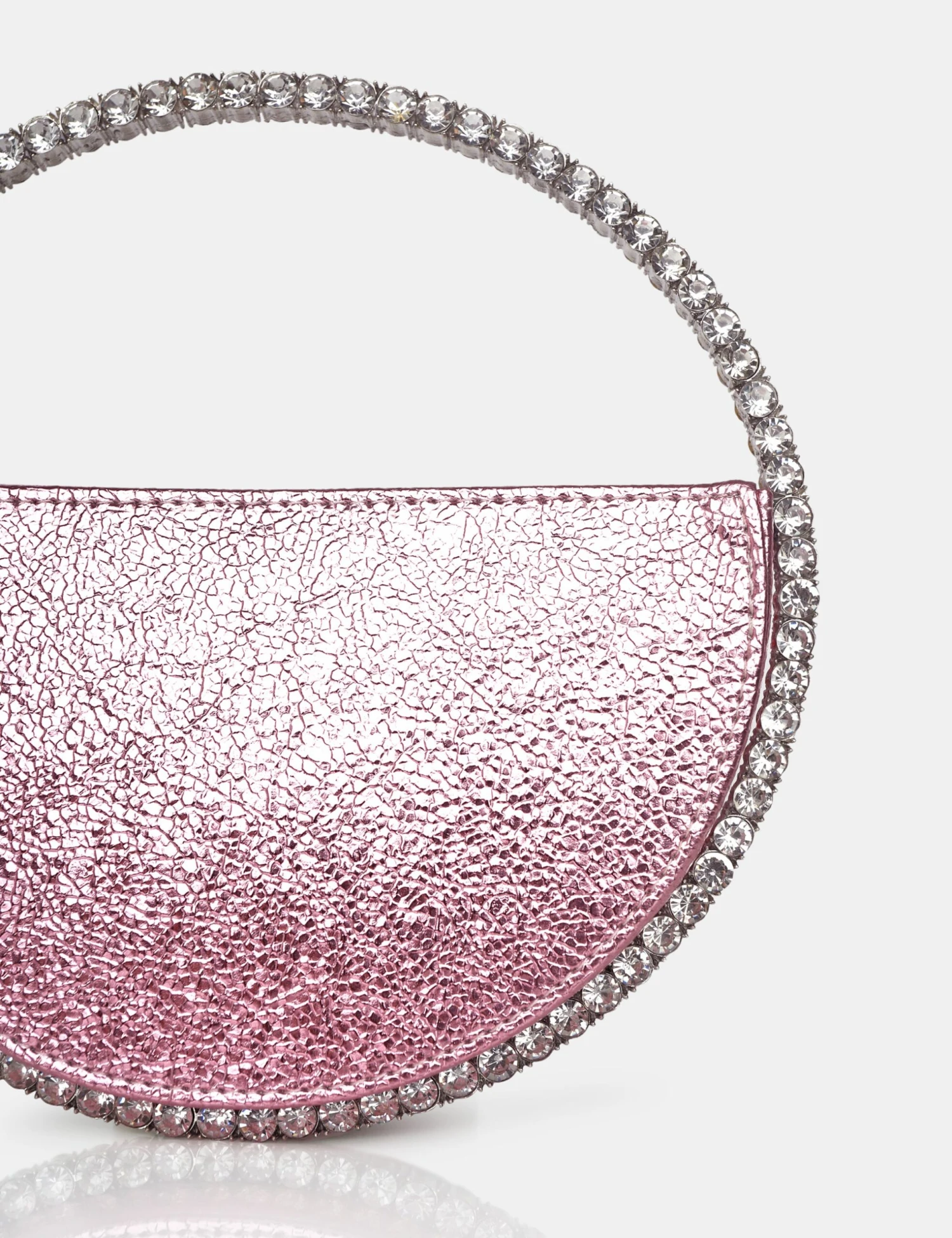 The Alessia Metallic Pink Circle Diamante Mini Grab Bag - Image 3