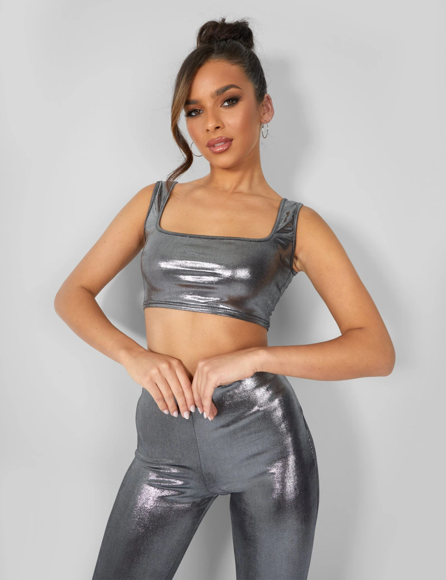 Metallic Crop Top Silver - Image 3