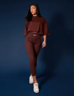 Ribbed Kaiia Sport Leggings Chocolate