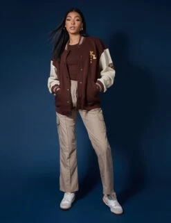 La Palm Tree Varsity Jacket Chocolate