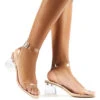 Afternoon Wide Fit Nude Patent Clear Perspex Block Mid Heels