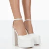 Moonchild White Pu Closed Toe Statement Platform Block Heels