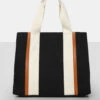 The Maia Black Canvas Beach Tote Bag