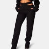 Strappy Waist Cigarette Trouser Black