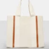 The Maia Ecru Canvas Beach Tote Bag