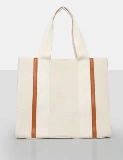 The Maia Ecru Canvas Beach Tote Bag