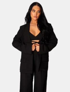 Premium Obi Belt Blazer Black