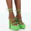 Glow Girl Apple Green Patent PU Lace Up Platform High Heels