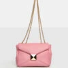 The Kenny Baby Pink PU Stud Shoulder Bag