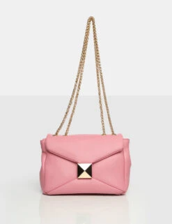 The Kenny Baby Pink PU Stud Shoulder Bag