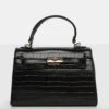 The Maddyson Black Patent Croc One Handle Mini Tote Bag