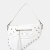 The Fox White Croc Studded Saddle Shoulder Bag