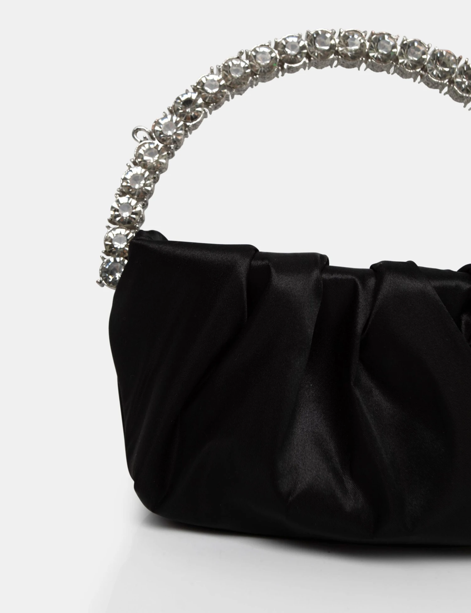 The Aurora Black Pu Diamante Handle Mini Bag - Image 3