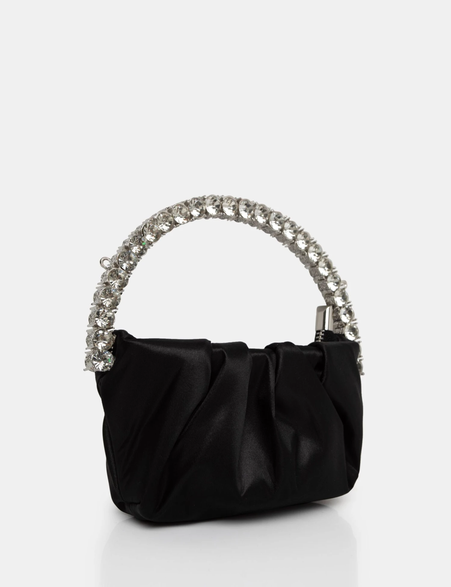 The Aurora Black Pu Diamante Handle Mini Bag - Image 2