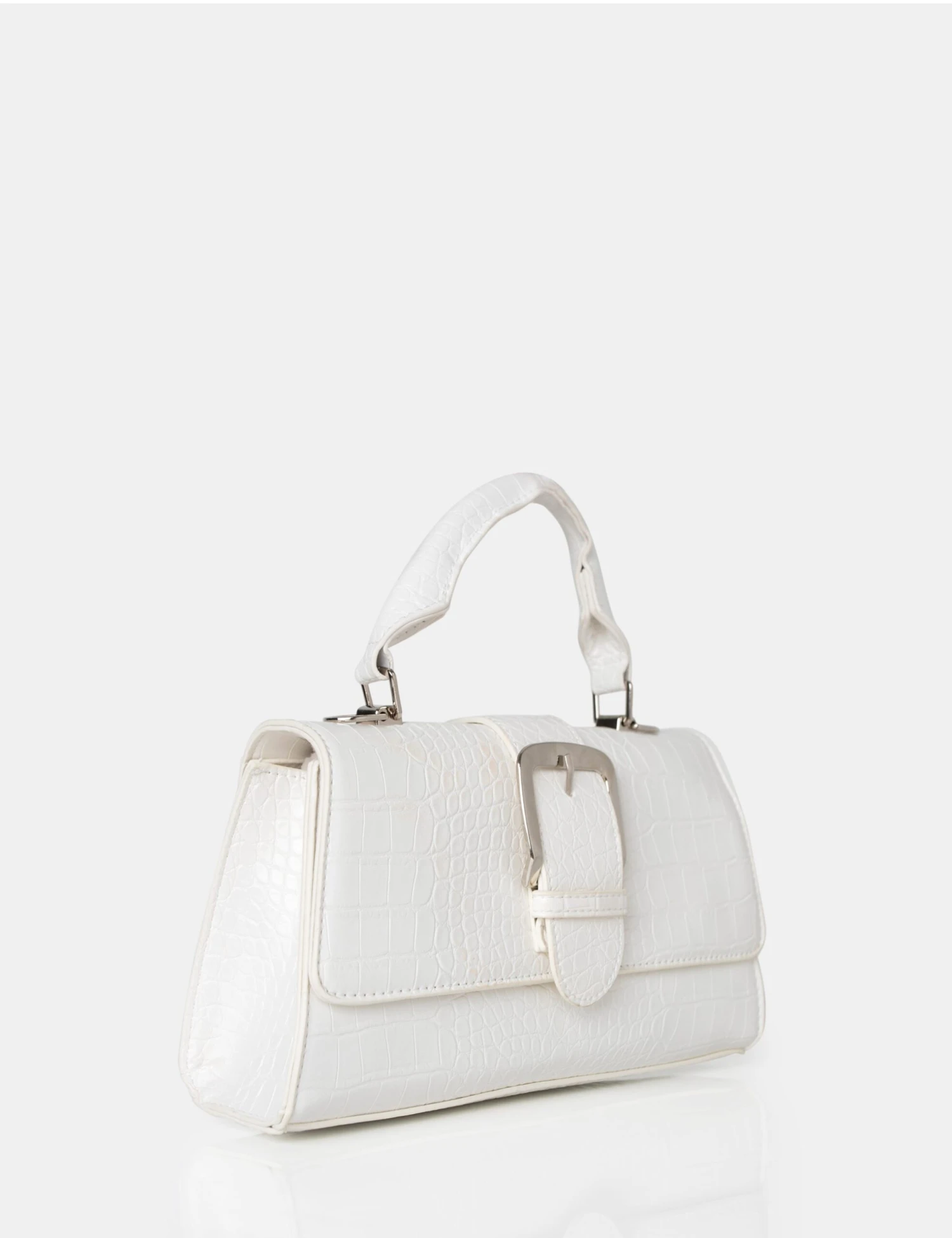 The Lisbon White Croc Buckle Cross Body Bag - Image 3