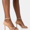 Erin Camel Nylon Barely There Square Toe Mid Heels