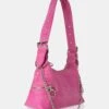 The Chain Bright Pink Denim Shoulder Bag