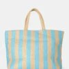 The Nikki Blue Stripe Canvas Top Handle Tote Bag