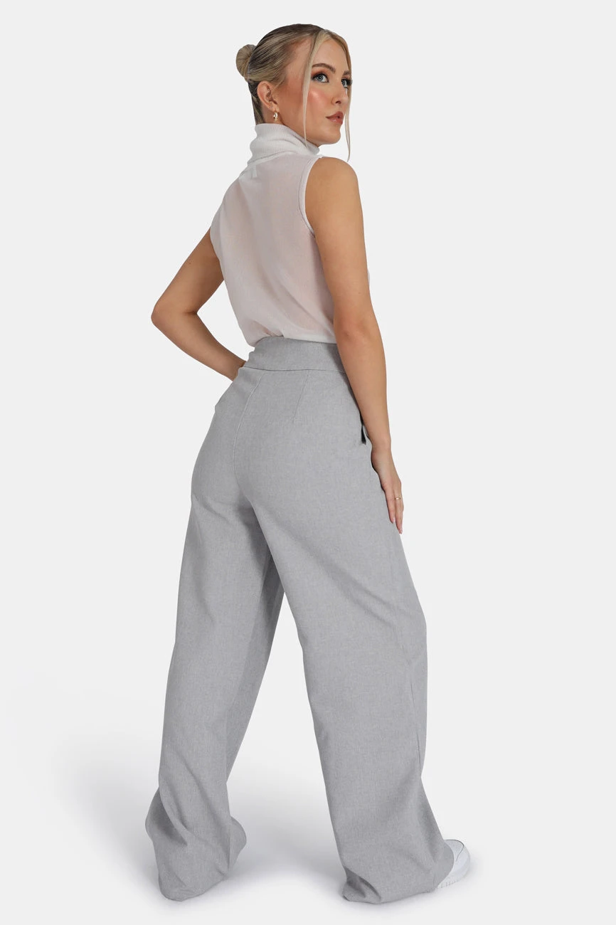 Tailored Premium Wide Leg Trouser Grey - Image 3
