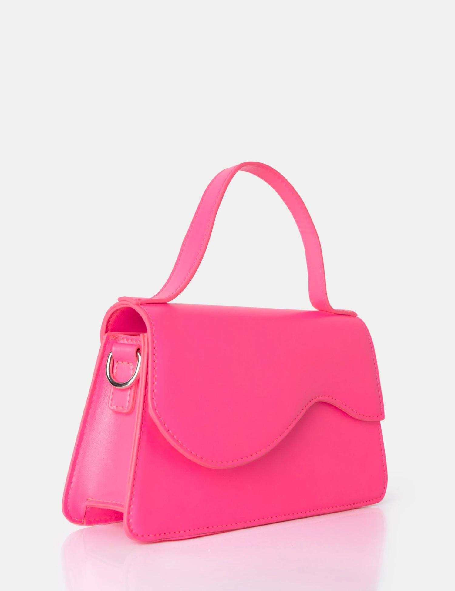The Polly Bright Pink Croc Top Handle Mini Bag - Image 3