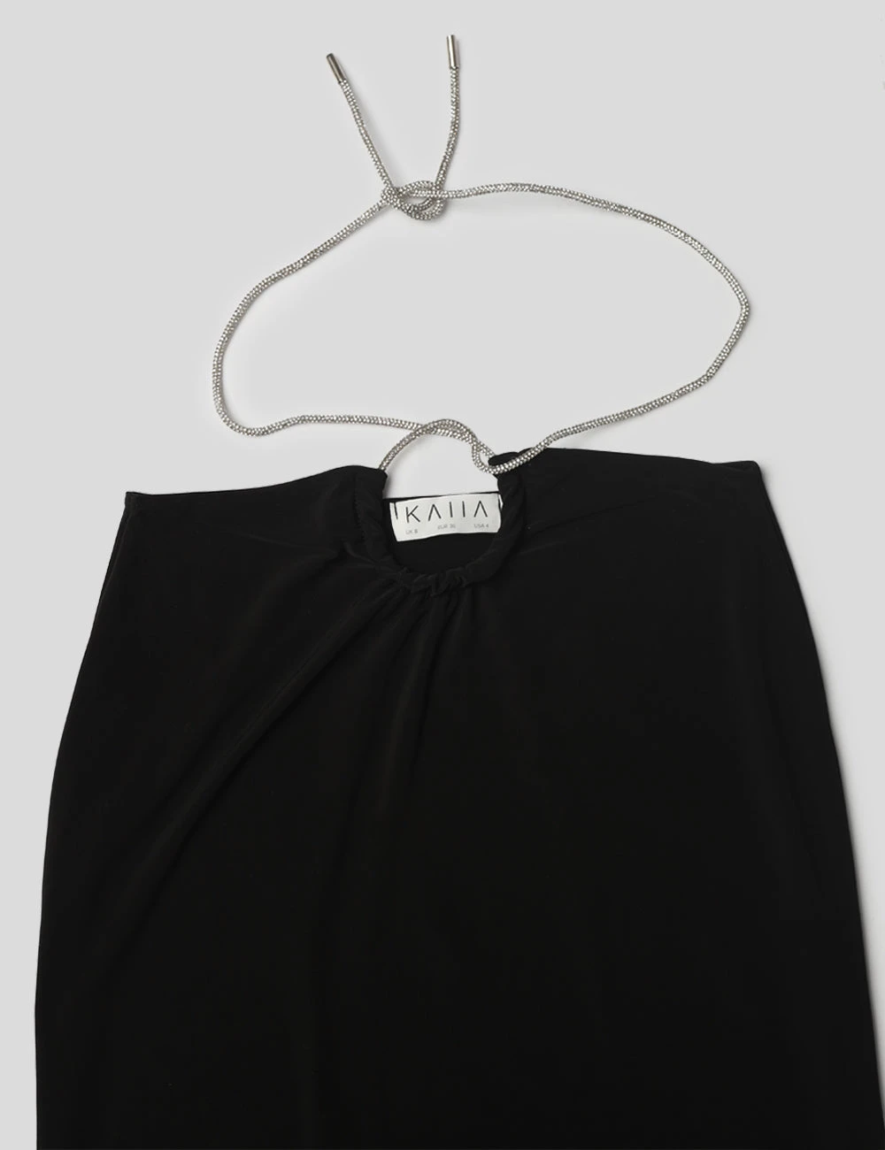 CROSS FRONT DIAMANTE ROPE MIDAXI SKIRT BLACK - Image 7