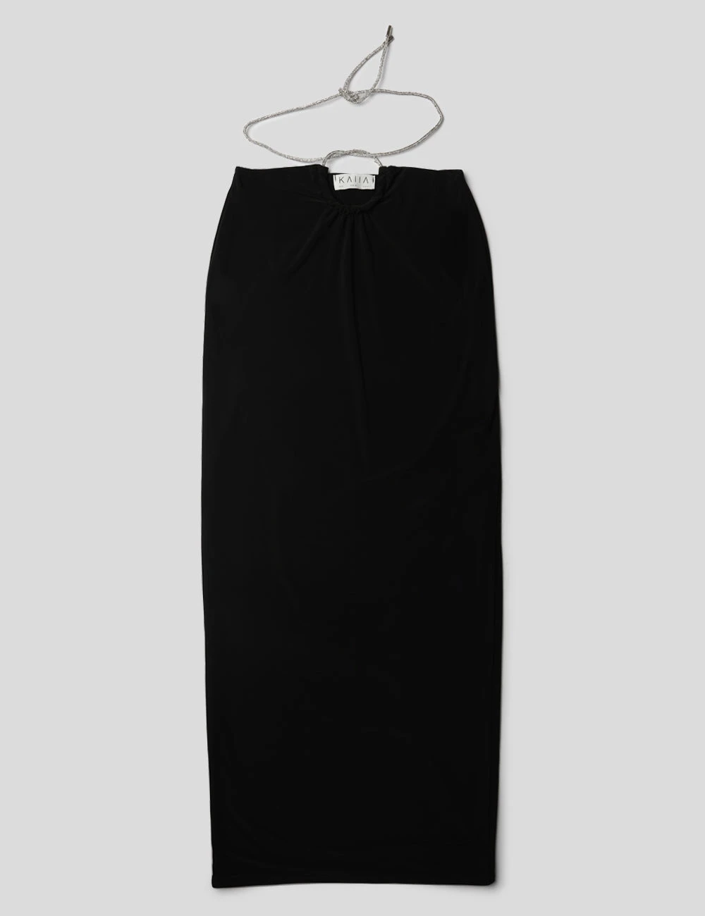 CROSS FRONT DIAMANTE ROPE MIDAXI SKIRT BLACK - Image 5