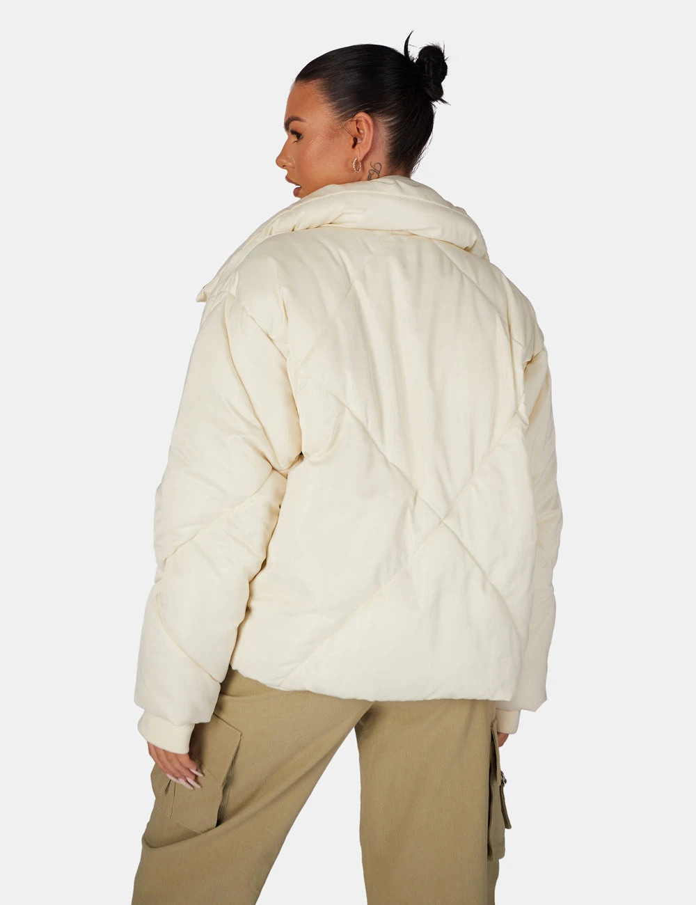 Soft Touch Quilted Puffer Jacket Ecru - Image 5