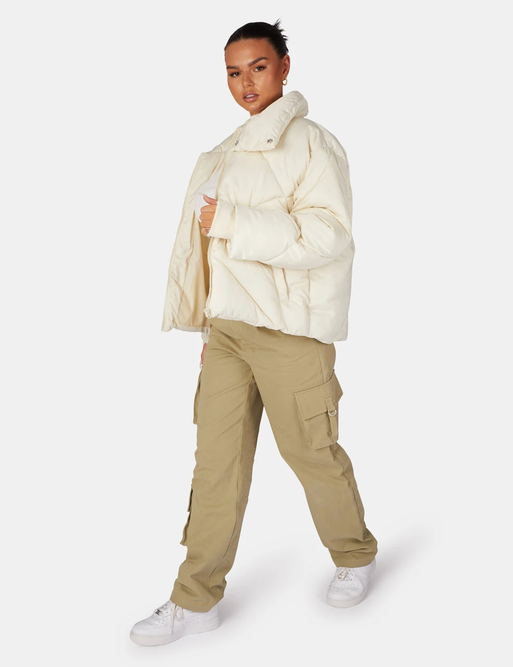 Soft Touch Quilted Puffer Jacket Ecru - Image 4