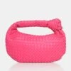 The Blame Hot Pink Woven PU Knot Detail Mini Grab Bag