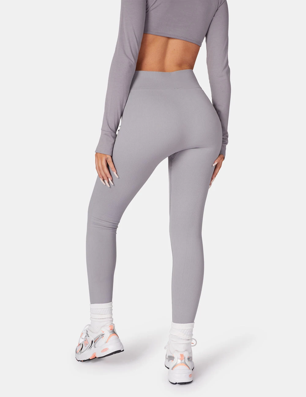 Kaiia Premium Rib Seamless Leggings Grey - Image 3