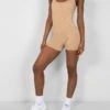 Seamless Unitard Playsuit Camel