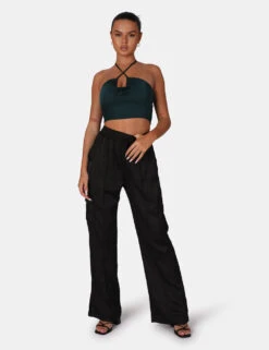 U Trim Satin Bralet Forest Green