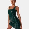 SNAKE PU CORSET MINI DRESS GREEN