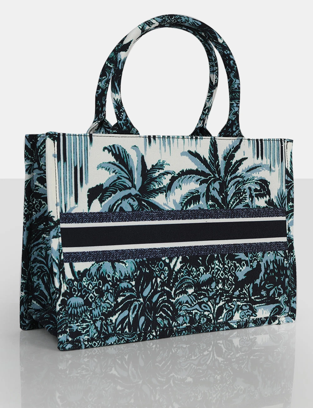 The Lourdes Canvas Blue Tote Bag - Image 2