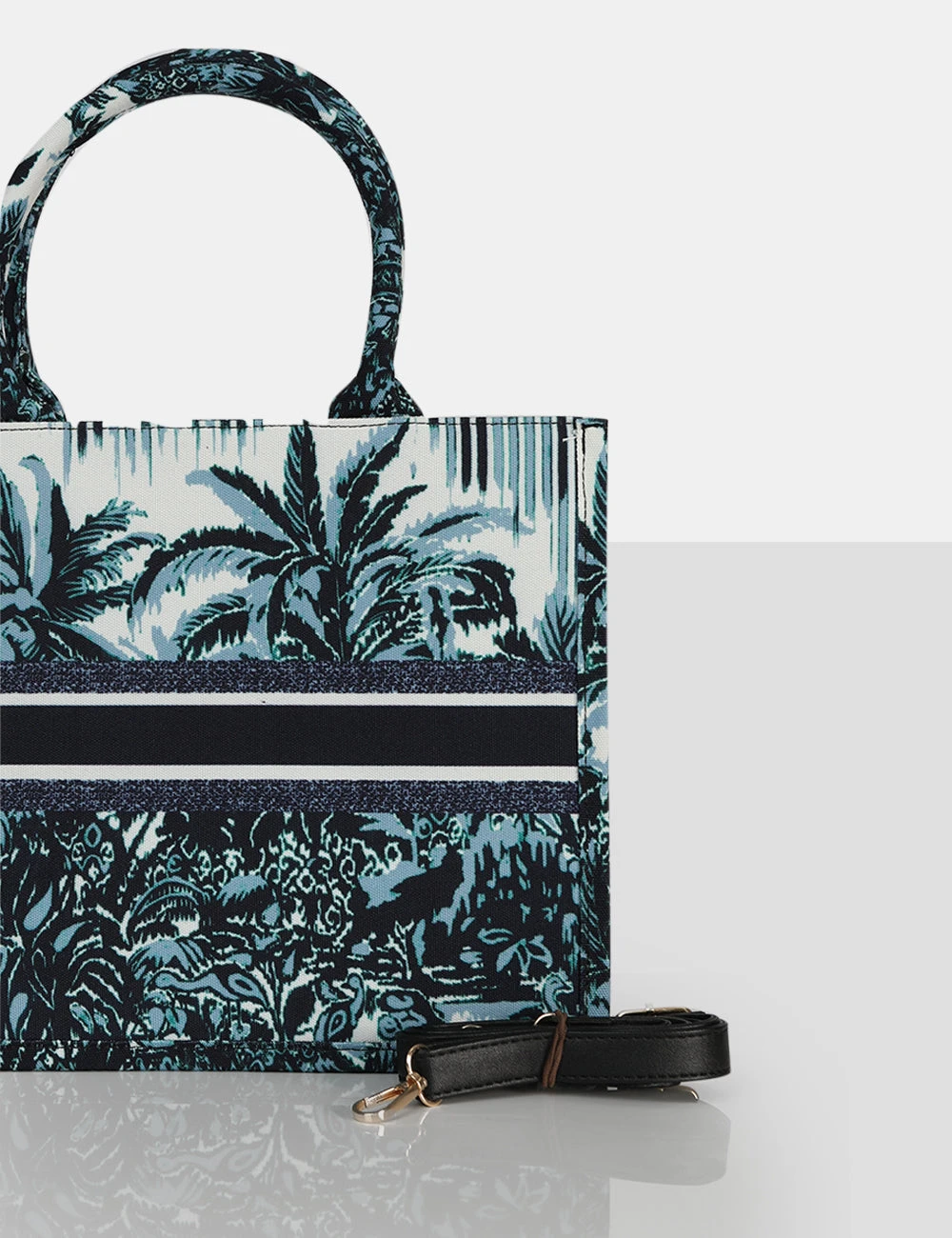 The Lourdes Canvas Blue Tote Bag - Image 3