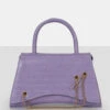 The Trista Lilac Croc Arched Mini Handbag