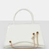 The Trista White Croc Arched Mini Handbag