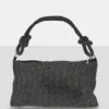 The Ingrid Black Diamante Zip Up Knot Detail Mini Shoulder Bag