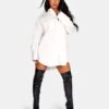Oversized Poplin Shirt Dress White